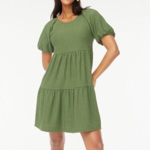 J Crew Green Clip Dot Dress Size Small